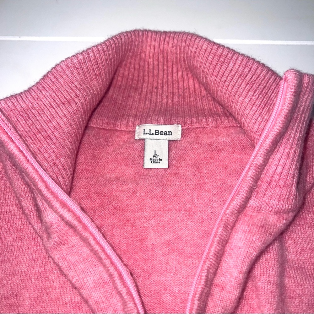 Cashmere L.L. Bean Zip-Front Sweater Soft Pink Women’s L Cardigan - Picture 2 of 4